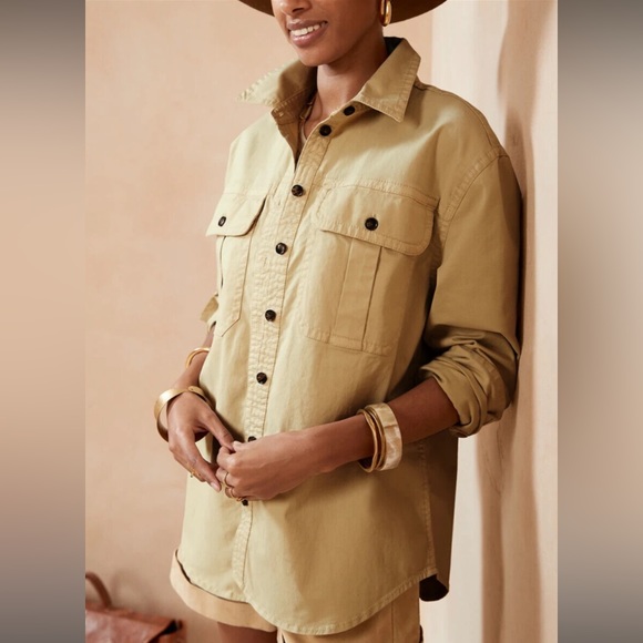 Reduced! BANANA REPUBLIC Cotton 4-season Shirt/Jacket, Large, Wheat - Picture 12 of 12